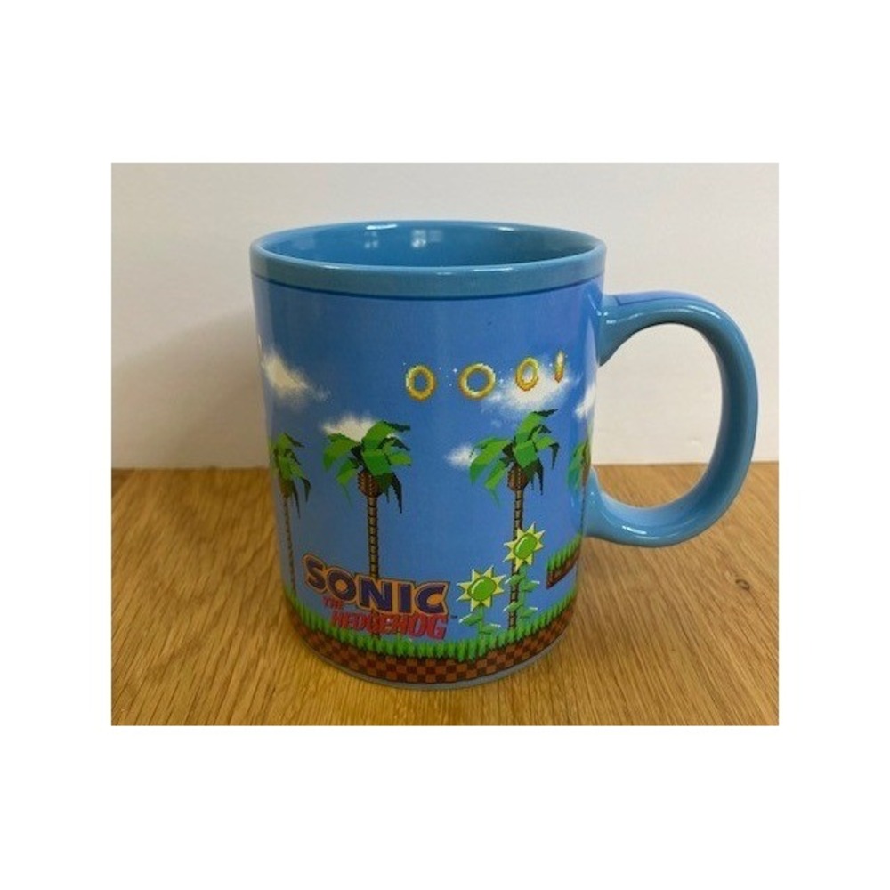 Just Funky Sonic the Hedgehog Mug Men OS Blue Good Green Hill Zone SEGA Graphic